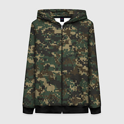 Женская толстовка на молнии Зелено - коричневый камуфляж