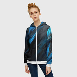 Толстовка на молнии женская Синяя краска на черном фоне, цвет: 3D-белый — фото 2