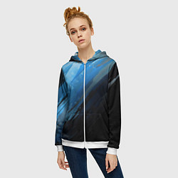 Толстовка на молнии женская Black blue style, цвет: 3D-белый — фото 2