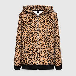 Женская толстовка на молнии Оранжевое леопардовое поле