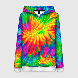 Толстовка на молнии женская Тай-дай кислотные краски, цвет: 3D-белый