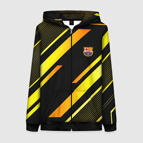 Женская толстовка на молнии ФК Барселона эмблема / 3D-Черный – фото 1