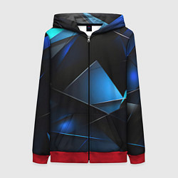 Толстовка на молнии женская Blue black texture, цвет: 3D-красный