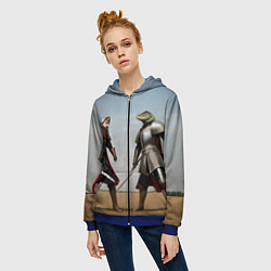 Толстовка на молнии женская Древний Рус против Ящера, цвет: 3D-синий — фото 2