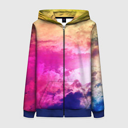 Толстовка на молнии женская Разноцветное небо, цвет: 3D-синий