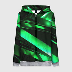 Толстовка на молнии женская Зеленая неоновая абстракция, цвет: 3D-меланж