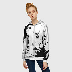 Толстовка на молнии женская The Neighbourhood и рок символ на светлом фоне, цвет: 3D-белый — фото 2