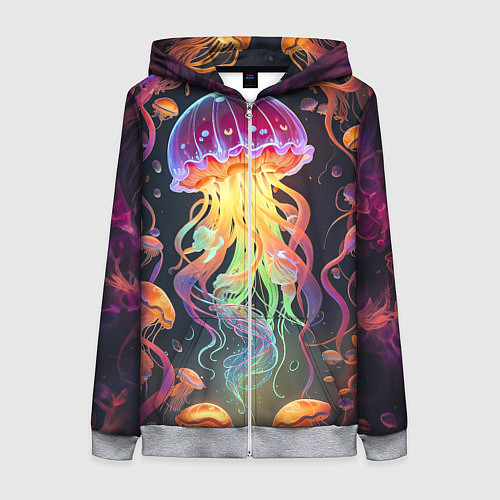 Женская толстовка на молнии Фантастическая медуза / 3D-Меланж – фото 1
