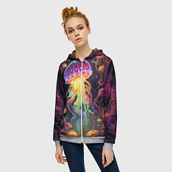 Толстовка на молнии женская Фантастическая медуза, цвет: 3D-меланж — фото 2