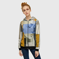 Толстовка на молнии женская Незнакомка в квадрате, цвет: 3D-черный — фото 2