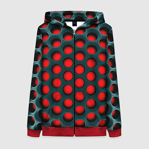 Женская толстовка на молнии Сотовая структура 3D / 3D-Красный – фото 1