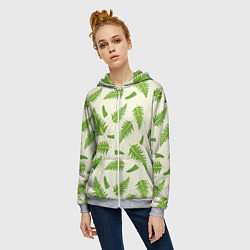 Толстовка на молнии женская Лесной зеленый папоротник, цвет: 3D-меланж — фото 2