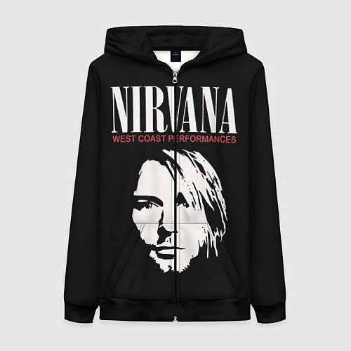 Женская толстовка на молнии Nirvana - Kurt Cobain / 3D-Черный – фото 1