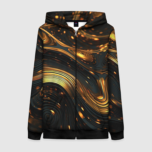Женская толстовка на молнии Жидкое золото / 3D-Черный – фото 1