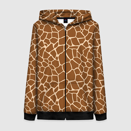 Женская толстовка на молнии Пятнистая шкура жирафа / 3D-Черный – фото 1