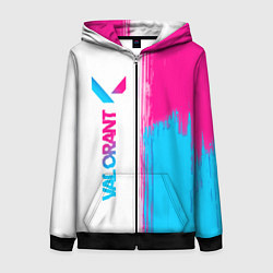 Толстовка на молнии женская Valorant neon gradient style: по-вертикали, цвет: 3D-черный