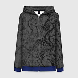 Женская толстовка на молнии Black dragon - grunge