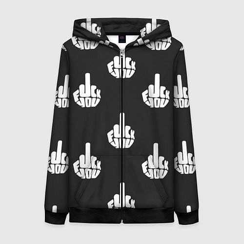 Женская толстовка на молнии С факами на английском - паттерн / 3D-Черный – фото 1