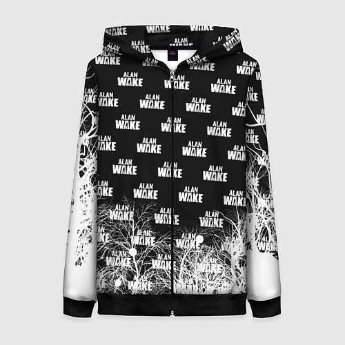 Женская толстовка на молнии Алан Вейк узор / 3D-Черный – фото 1