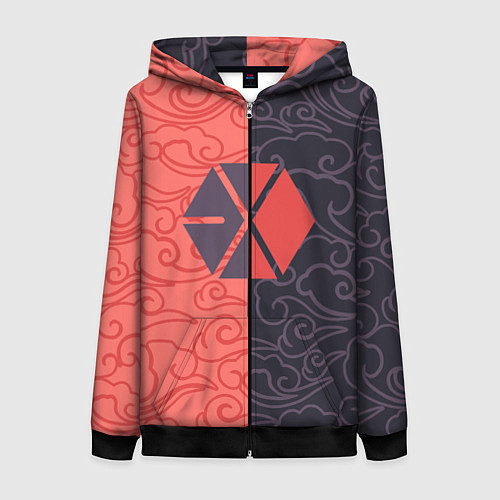 Женская толстовка на молнии EXO Clouds / 3D-Черный – фото 1