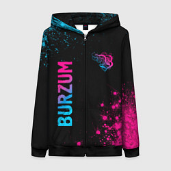 Толстовка на молнии женская Burzum - neon gradient: надпись, символ, цвет: 3D-черный