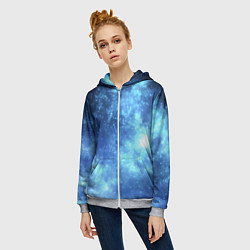 Толстовка на молнии женская Яркие звёзды в космосе, цвет: 3D-меланж — фото 2