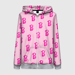Толстовка на молнии женская Барби паттерн буква B, цвет: 3D-меланж