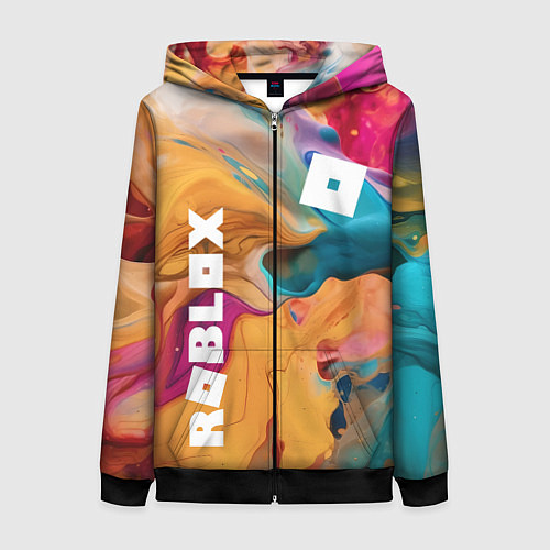 Женская толстовка на молнии Roblox Logo Color / 3D-Черный – фото 1