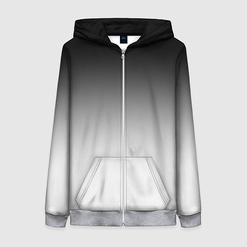 Женская толстовка на молнии Black and white gradient / 3D-Меланж – фото 1