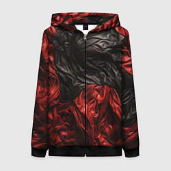 Женская толстовка на молнии Black red texture