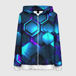 Женская толстовка на молнии Объемные неоновые плиты