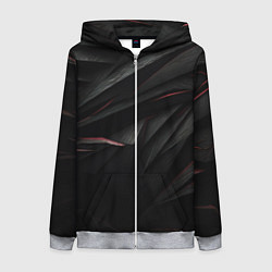 Толстовка на молнии женская Black texture, цвет: 3D-меланж