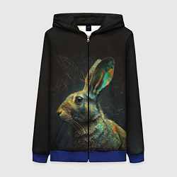 Толстовка на молнии женская Магический кролик, цвет: 3D-синий
