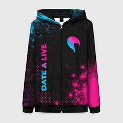 Толстовка на молнии женская Date A Live - neon gradient: надпись, символ, цвет: 3D-черный