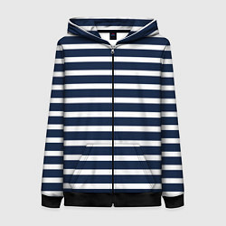Женская толстовка на молнии Широкие тёмно-синие полосы