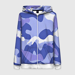 Женская толстовка на молнии Камуфляжный узор голубой