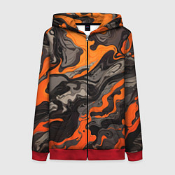 Женская толстовка на молнии Оранжево-черный камуфляж