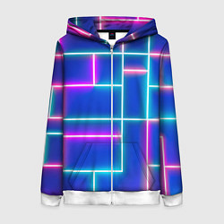 Толстовка на молнии женская Неон линии, цвет: 3D-белый