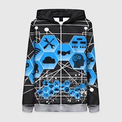 Женская толстовка на молнии Виртуальный мир