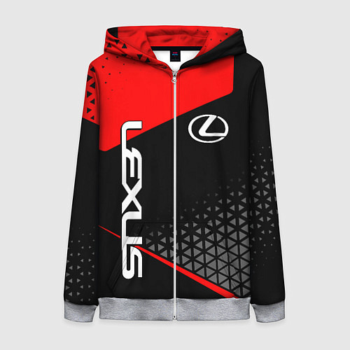 Женская толстовка на молнии Lexus - red sportwear / 3D-Меланж – фото 1