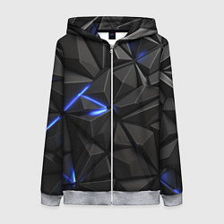 Женская толстовка на молнии Неоновое синее свечение на черном