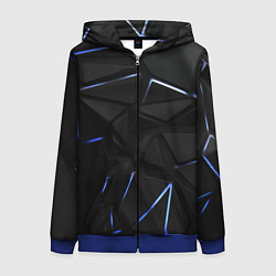 Толстовка на молнии женская Black texture neon line, цвет: 3D-синий