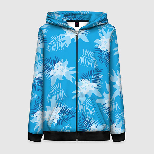 Женская толстовка на молнии Синие цветы - Vice city - new ver / 3D-Черный – фото 1