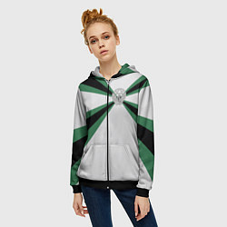 Толстовка на молнии женская Железнодорожные войска, цвет: 3D-черный — фото 2