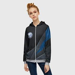 Толстовка на молнии женская Фольцваген - синяя броня, цвет: 3D-меланж — фото 2