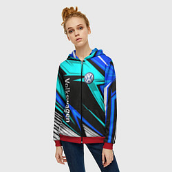 Толстовка на молнии женская Фольцваген - sport uniform, цвет: 3D-красный — фото 2