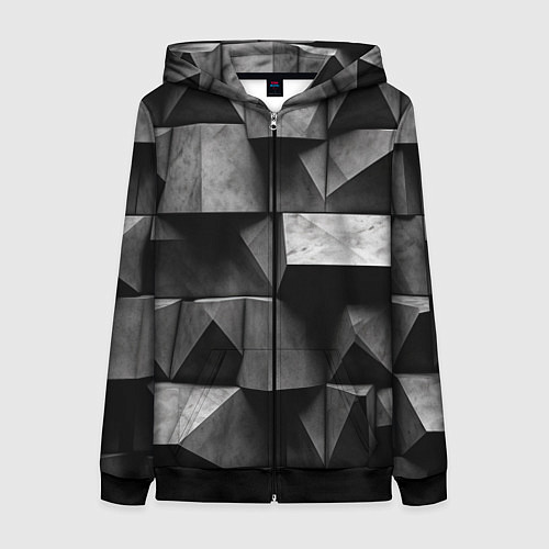 Женская толстовка на молнии Обман зрения и каменные плиты / 3D-Черный – фото 1