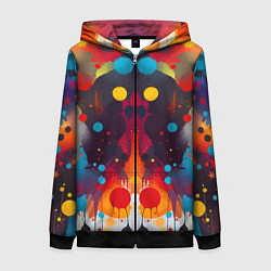 Толстовка на молнии женская Mirrow colorful blots - abstraction - vogue, цвет: 3D-черный