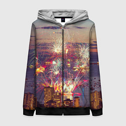 Женская толстовка на молнии Салют в ночном небе