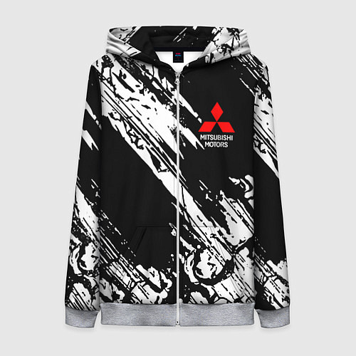 Женская толстовка на молнии Mitsubishi - белый пятна / 3D-Меланж – фото 1